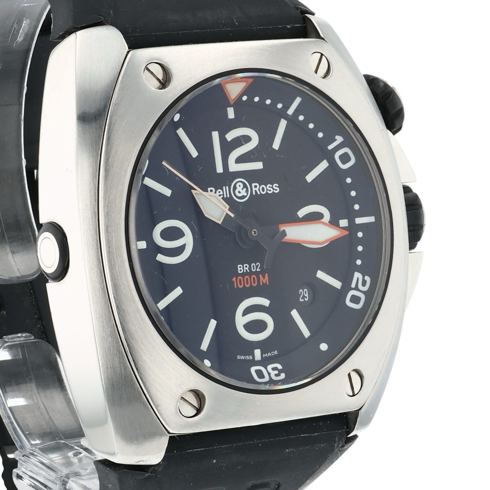 Bell & Ross BR 02 Stainless Steel Black Dial 44mm Automatic Mens Watch BR02-20-S