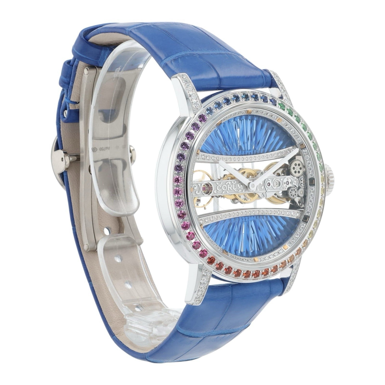Corum Golden Bridge 18k White Gold Blue Dial 39mm Manual Wind Unisex B113/03852