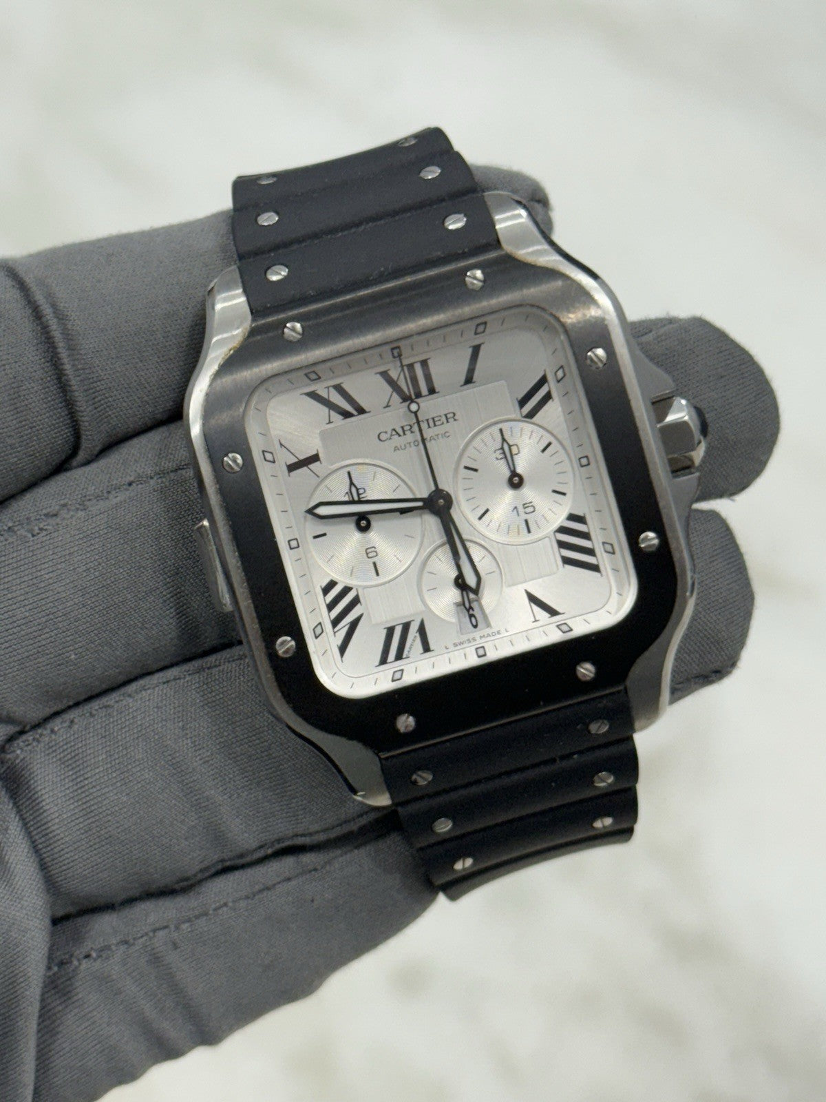 Cartier Santos Stainless Steel Silver Dial 43.3mm Automatic Mens Watch WSSA0017