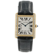 Cartier Tank Solo Silver Dial 18k Yellow Gold 34mm Quartz Diamond Watch W5200004