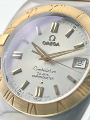 Omega Constellation Gold Steel Silver Dial 38mm Automatic Mens Watch 1201.30.00