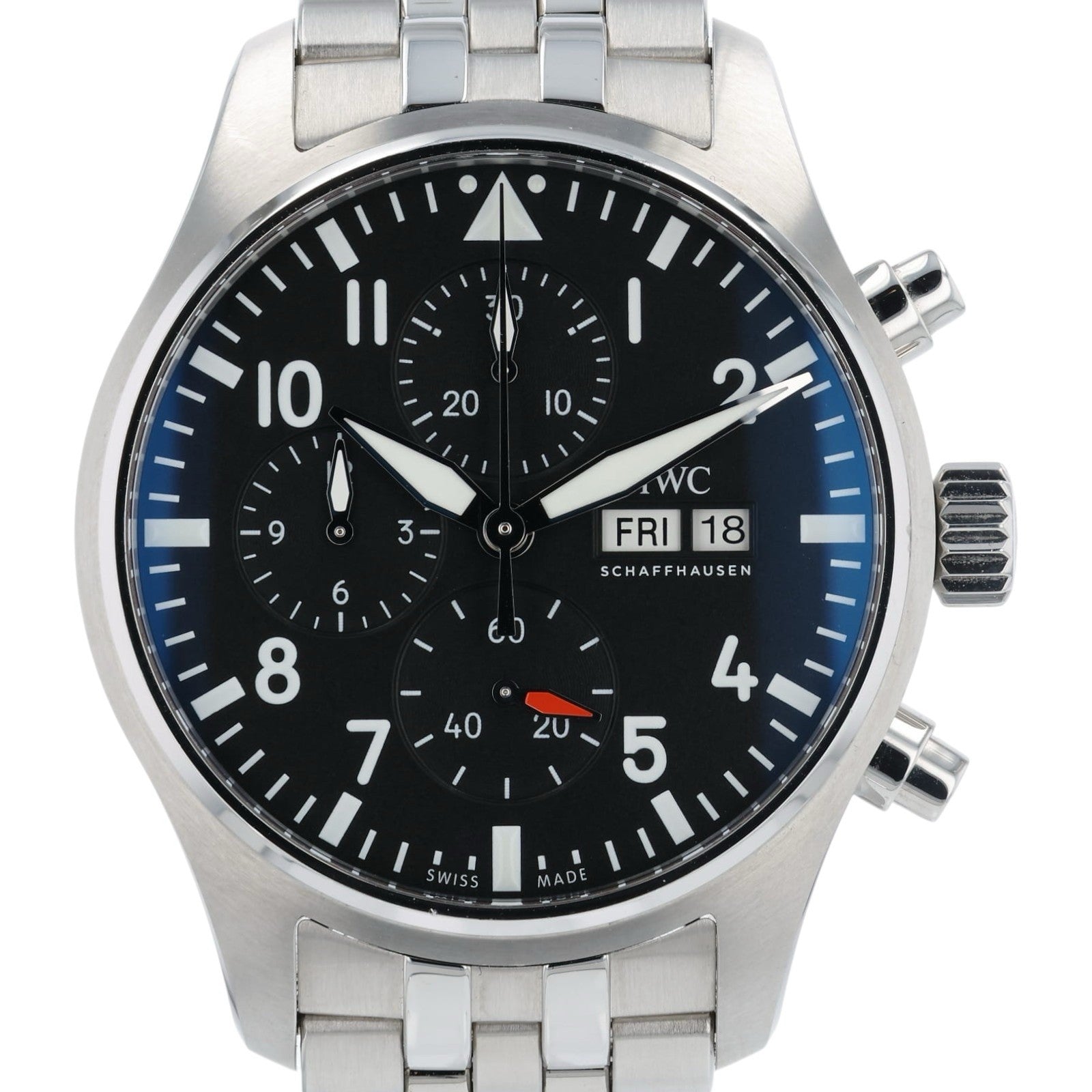 IWC Pilots Watch Chronograph Black Dial Steel 43mm Automatic Men’s IW3780023