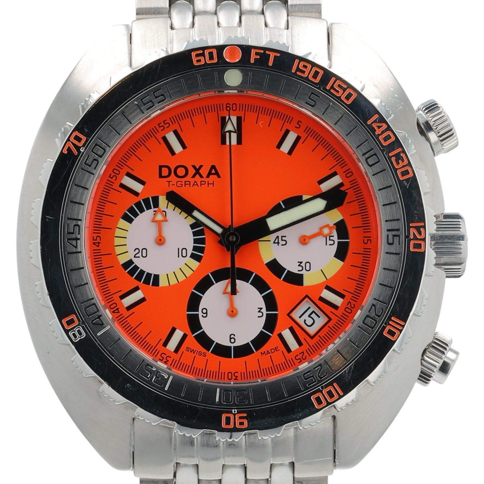 Doxa T-Graph Stainless Steel Orange Dial 43mm Automatic Mens Watch 805.10.351.10