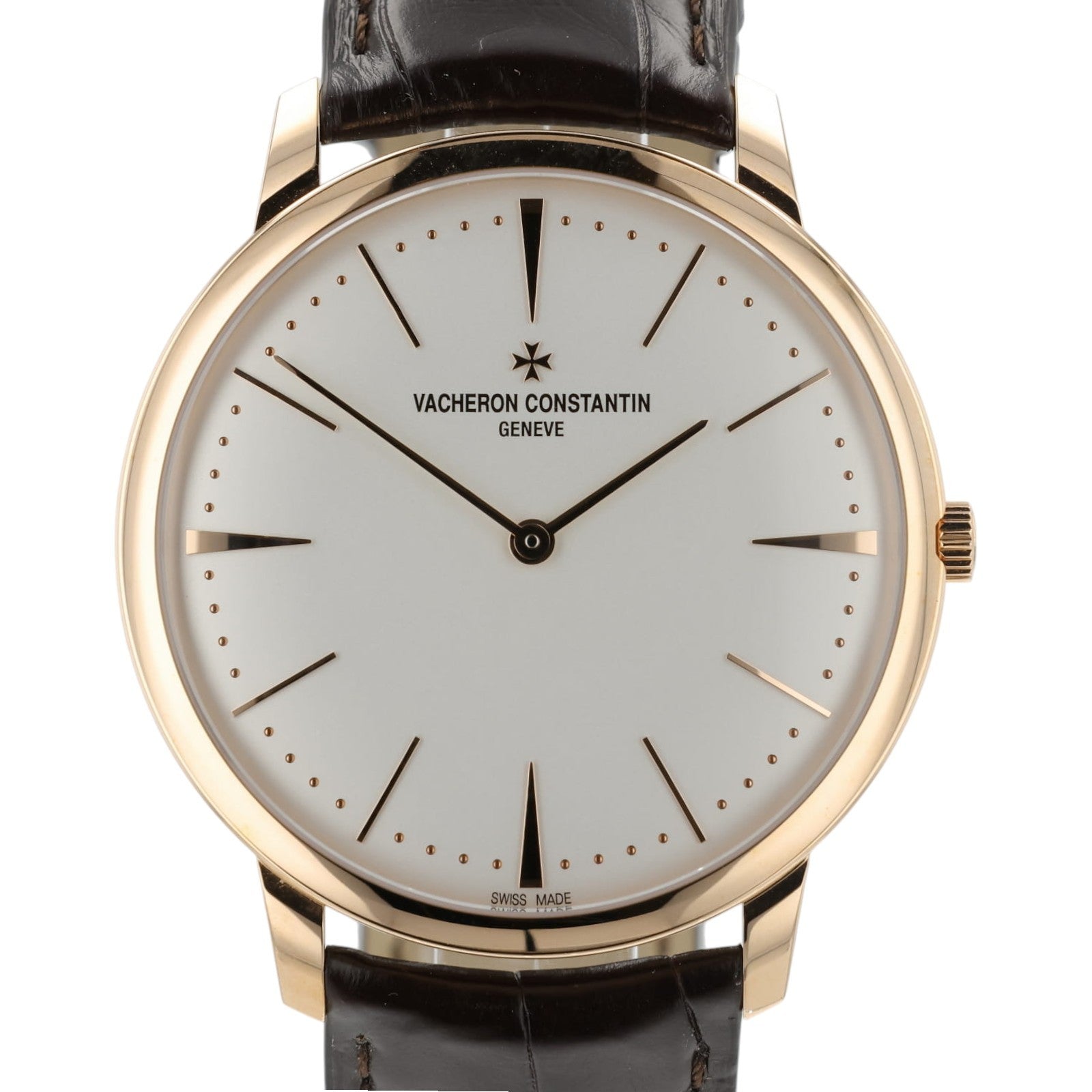 Vacheron Constantin Patrimony White Dial 18k Rose Gold Manual Wind Mens 81180