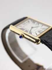 Cartier Tank Solo 18k Yellow Gold Silver Dial 27mm Quartz Men's Watch W1018855