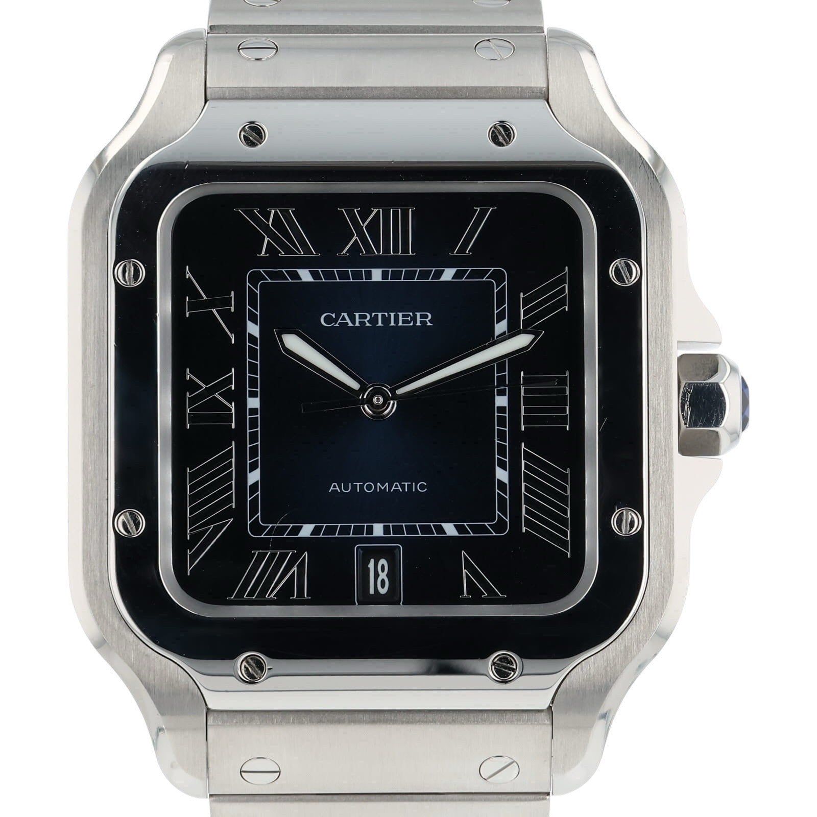 Cartier Santos de Cartier Steel Blue Dial 39.8mm Automatic Mens Watch WSSA0030