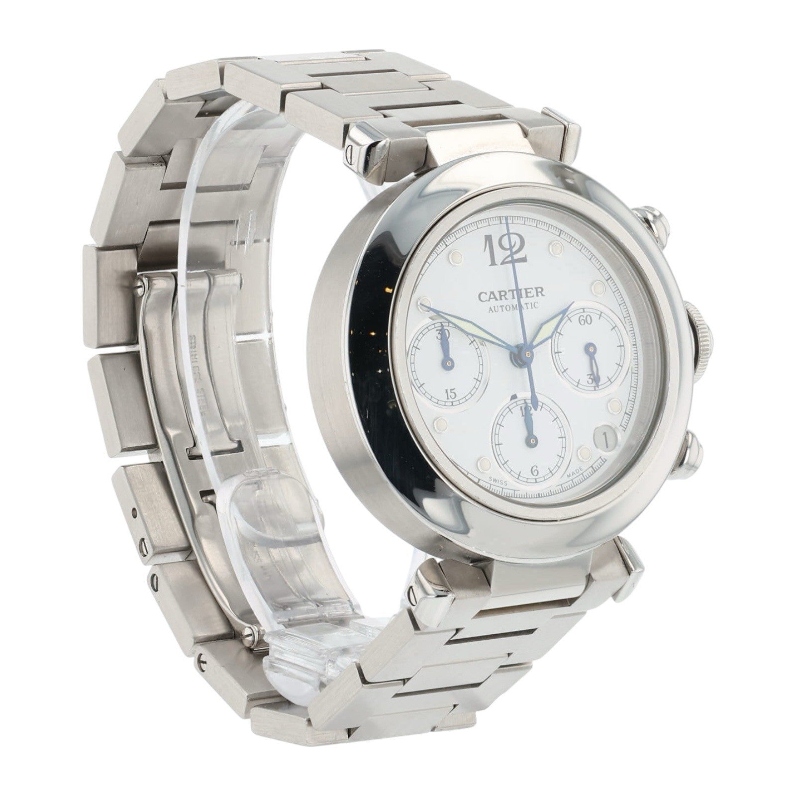 Cartier Pasha Stainless Steel White Dial 36mm Automatic Movement Mens W31039M7