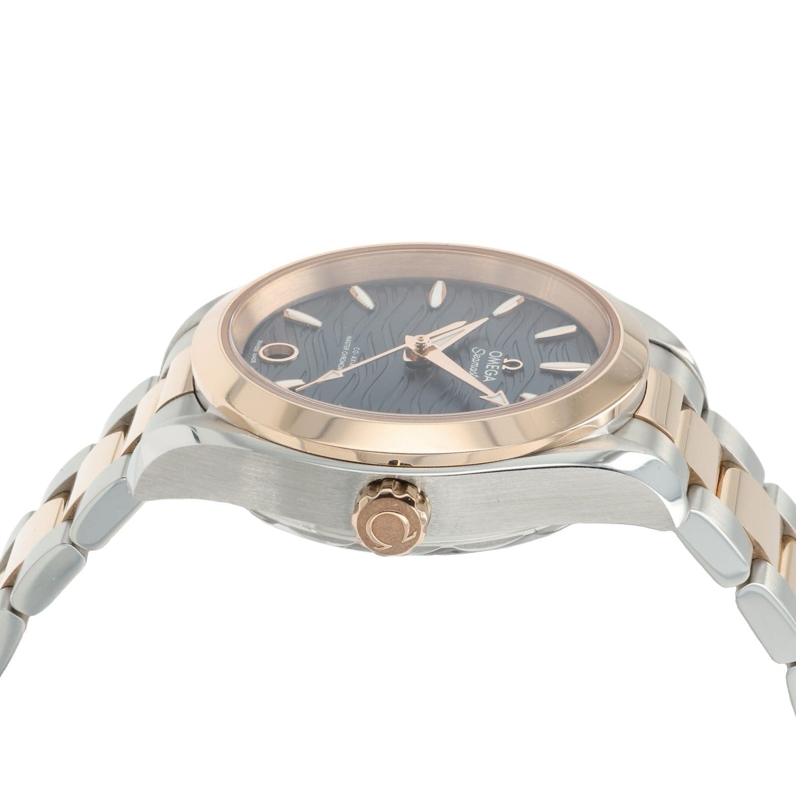 Omega Seamaster Blue Dial 18k Rose Gold & Steel 34mm Ladies 220.20.34.20.03.001