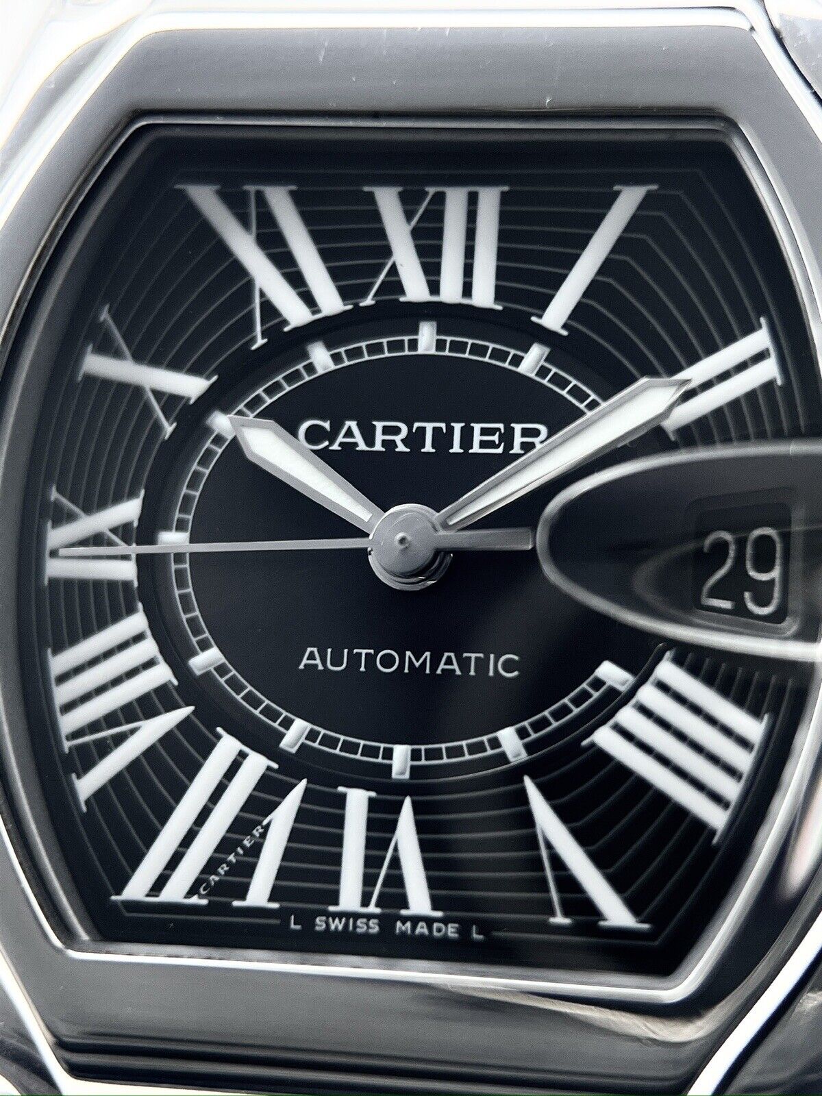 Cartier Roadster Large W62025V3 2510 38mm Roman Steel Automatic Mens Watch