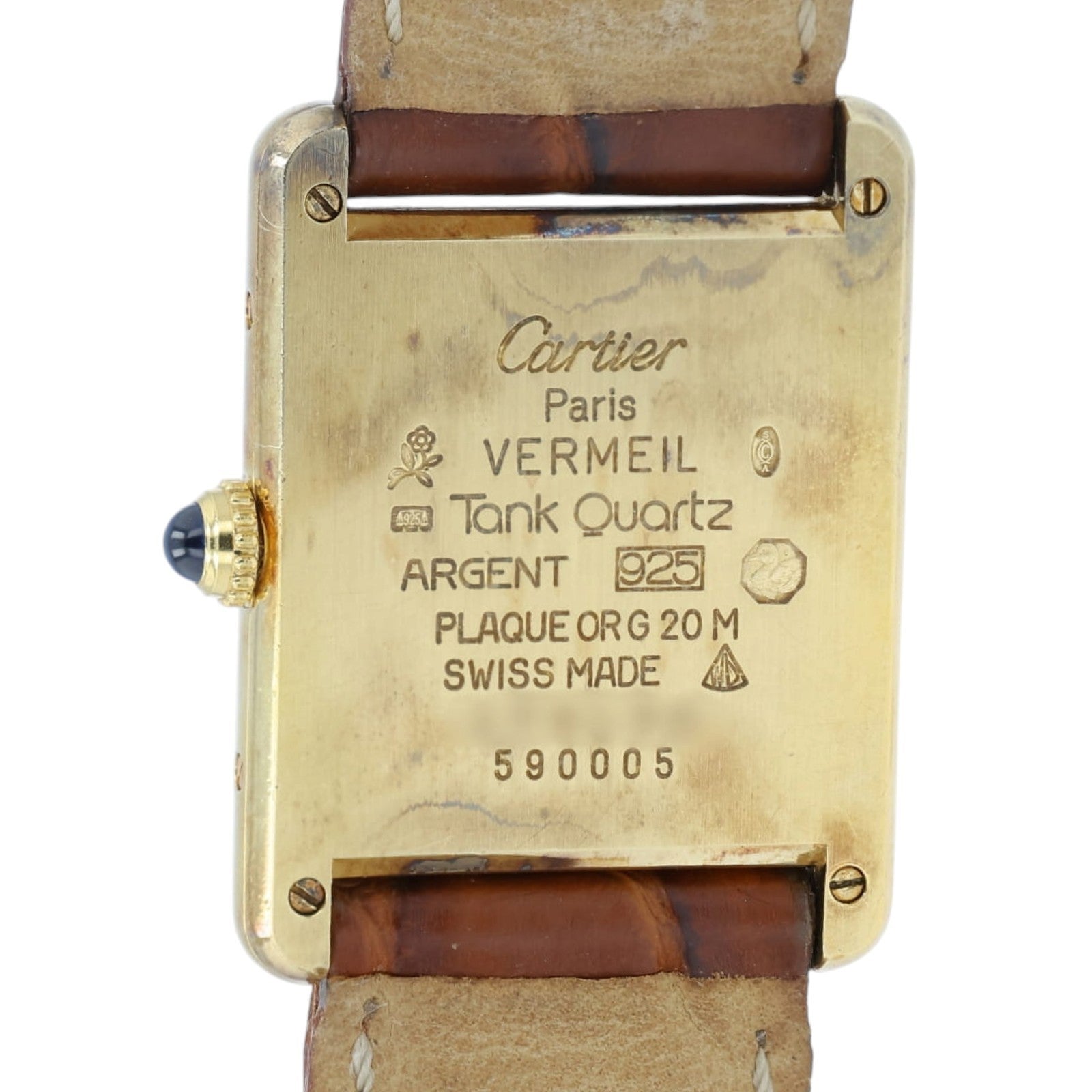 Cartier Must De Tank Ivory Roman Dial Vermeil 23x30mm Quartz Unisex Watch 590005