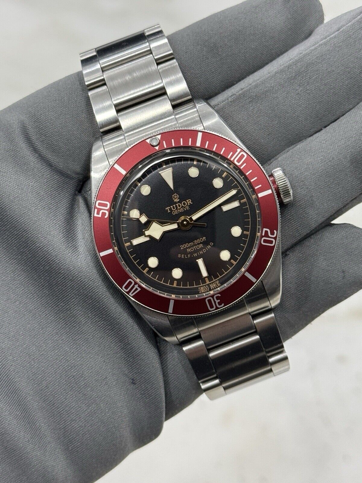 2014 Tudor Black Bay Smiley Stainless Steel Red 41mm Automatic Watch 79220R