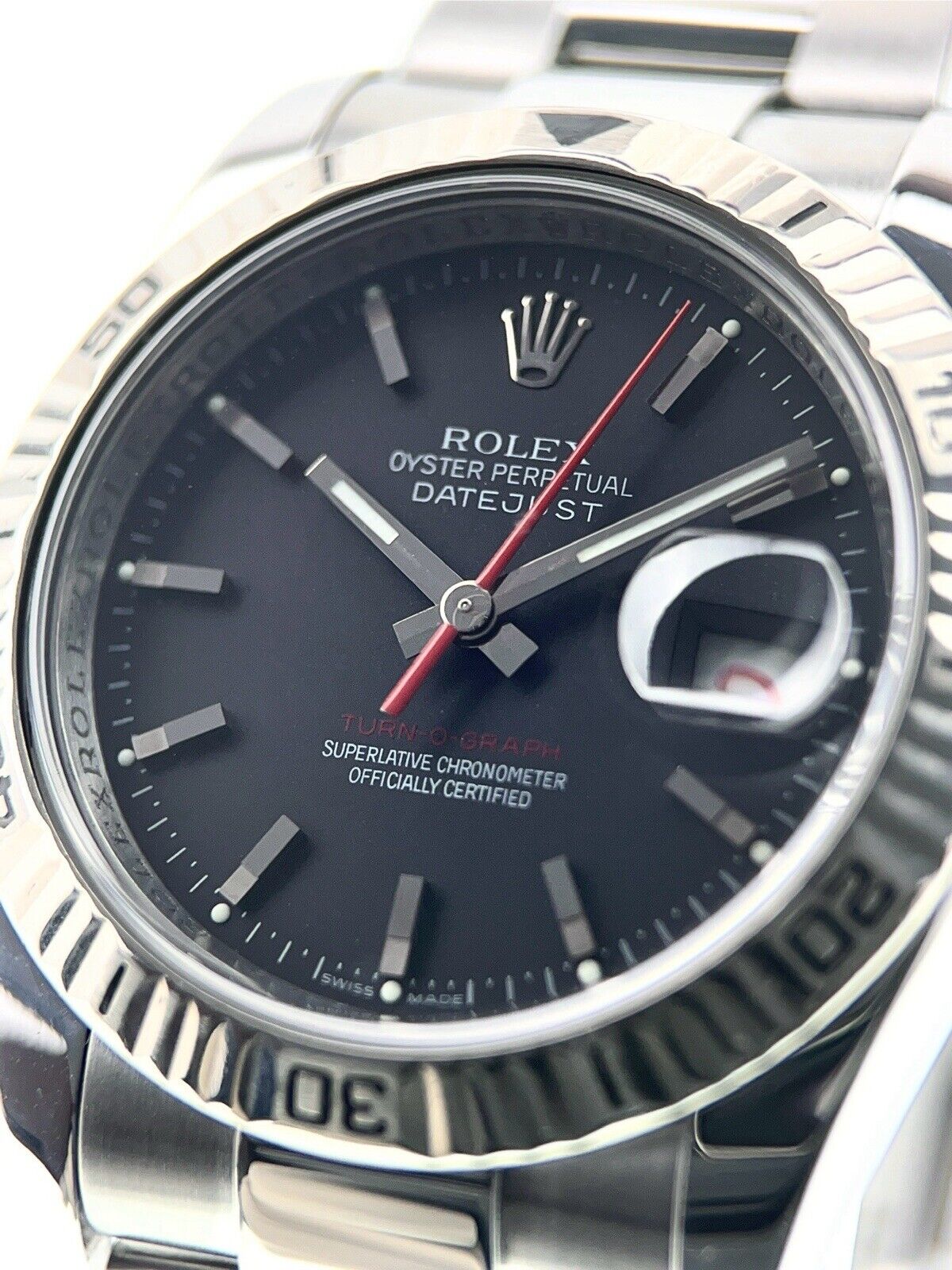 Rolex Datejust Turn-O-Graph Steel Black Dial 36mm Automatic Men’s Watch 116264