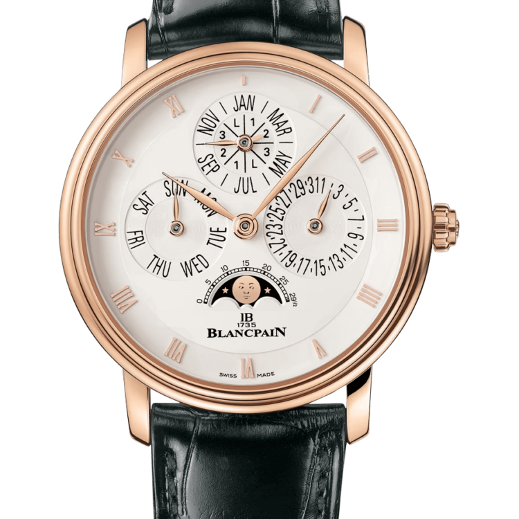 Blancpain Villeret Quantieme Perpetuel Red Gold Black Alligator Men's Watch - 6057 3642 55A