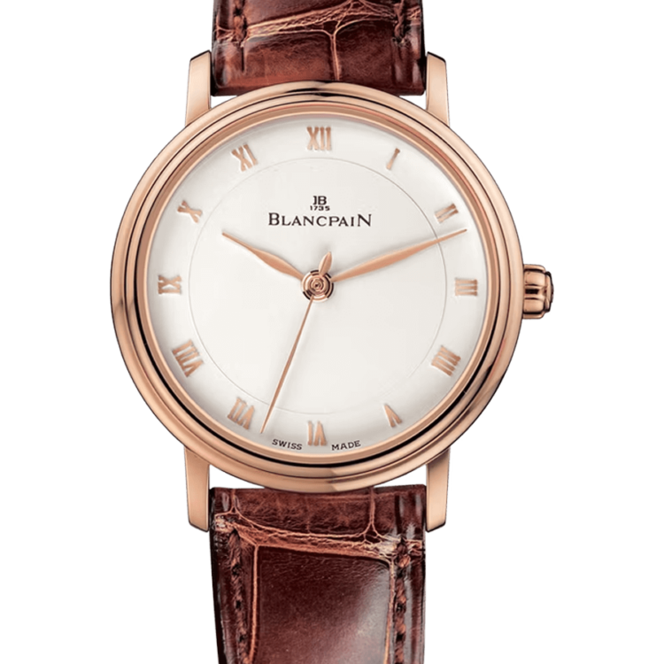Blancpain Villeret Ultraplate Red Gold Ultra-Slim Brown Alligator Ladies Watch - 6102 3642 55A