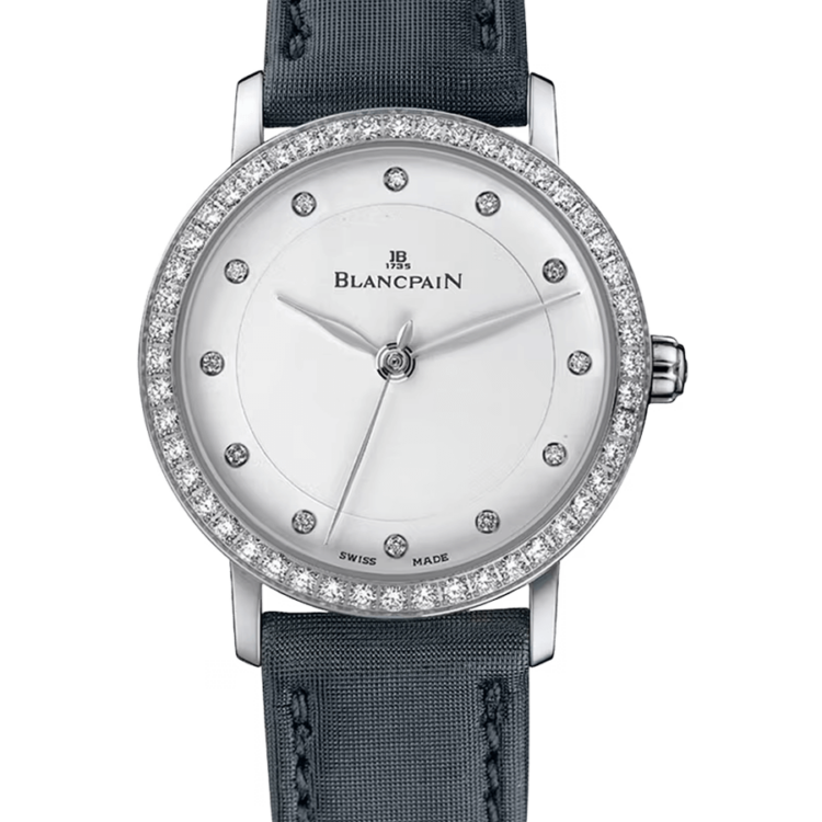 Blancpain Villeret Ultraplate Steel Diamond Interchangeable Fabric Ladies Watch - 6102 4628 95A