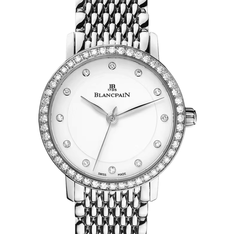 Blancpain Villeret Ultraplate Steel Mille Mailles Diamond Ultra-Slim Ladies Watch - 6102 4628 MMB