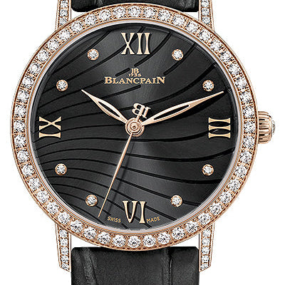 Blancpain Villeret Ultraplate Diamond Red Gold Black Alligator Ladies Watch - 6104 2930 55A