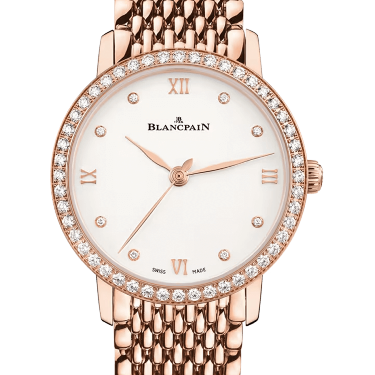 Blancpain Villeret Ultraplate Diamond Mille Mailles Red Gold Ladies Watch - 6104 2987 MMB