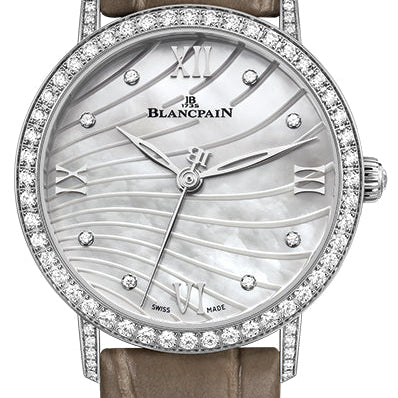 Blancpain Villeret Ultraplate Diamond Steel Brown Alligator Ladies Watch - 6104 4654 55A