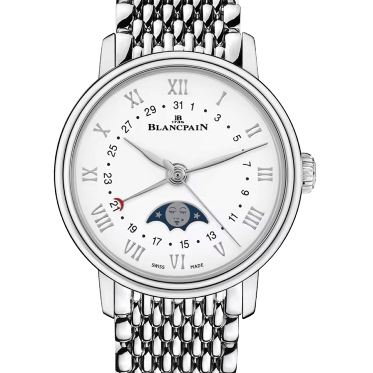 Blancpain Villeret Quantieme Phases de Lune Steel Mille Mailles Ladies Watch - 6106 1127 MMB