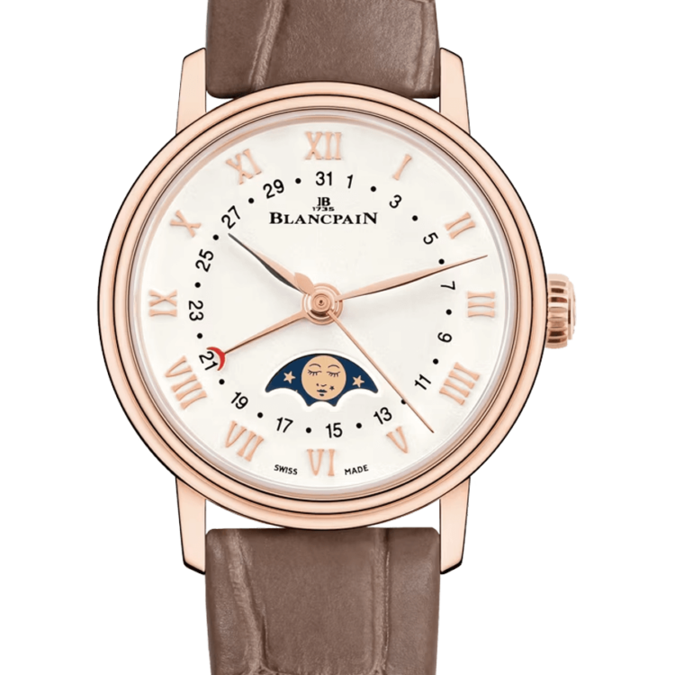 Blancpain Villeret Quantieme Phases de Lune Red Gold Alligator Ladies Watch - 6106 3642 55A