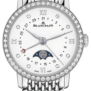 Blancpain Villeret Quantieme Phases de Lune Steel Diamond Ladies Watch - 6106 4628 MMB