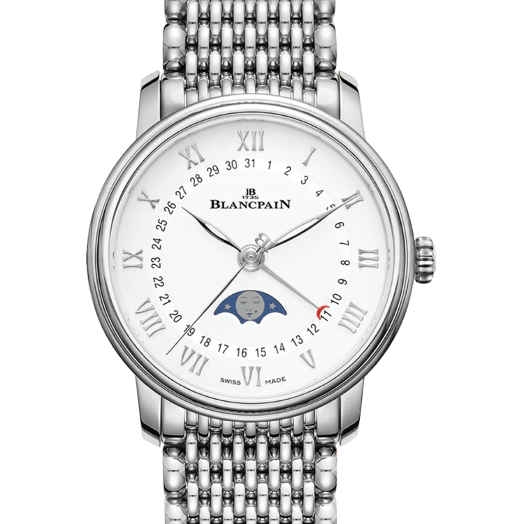 Blancpain Villeret Quantieme Phase de Lune Mille Mailles Steel Ladies Watch - 6126 1127 MMB