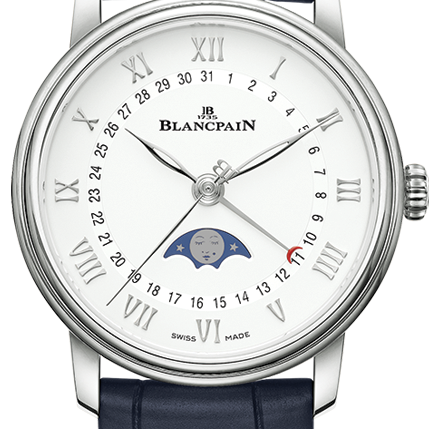 Blancpain Villeret Quantieme Phase de Lune Blue Alligator Ladies Watch - 6126 1127 55B