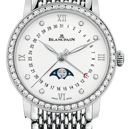 Blancpain Villeret Quantieme Phase de Lune Diamond Steel Ladies Watch - 6126 4628 MMB