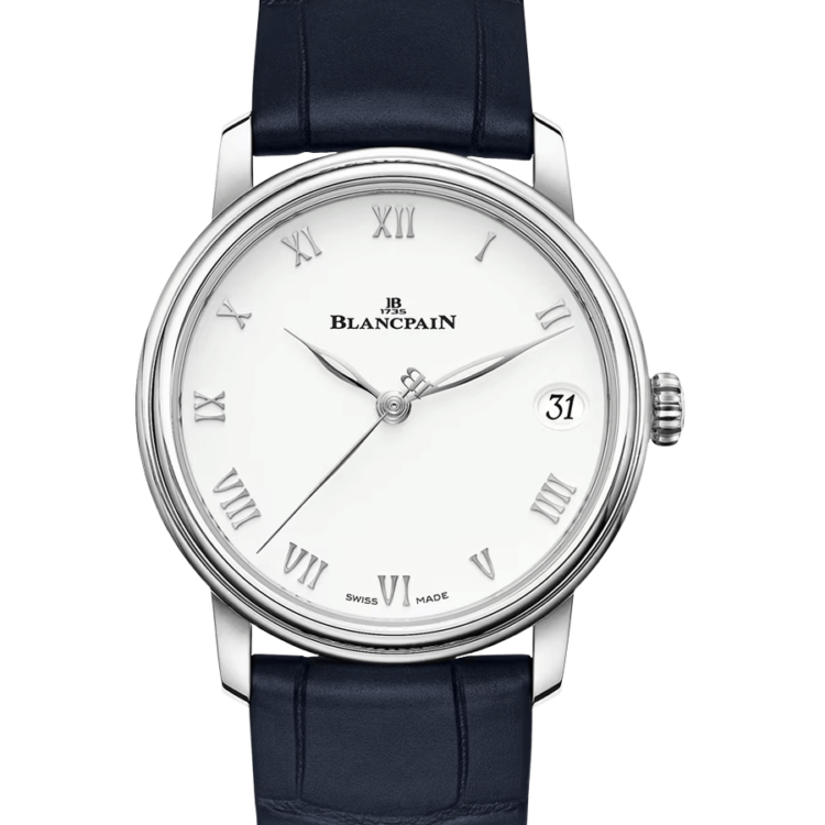 Blancpain Villeret Women Date Ultra-Slim Blue Alligator Ladies Watch - 6127 1127 55B