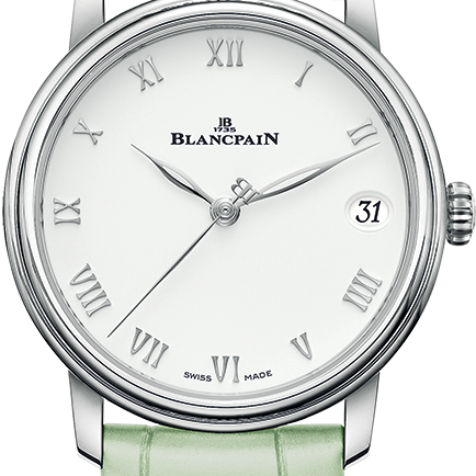 Blancpain Villeret Women Date Ultra-Slim Green Alligator Ladies Watch - 6127 1127 95A