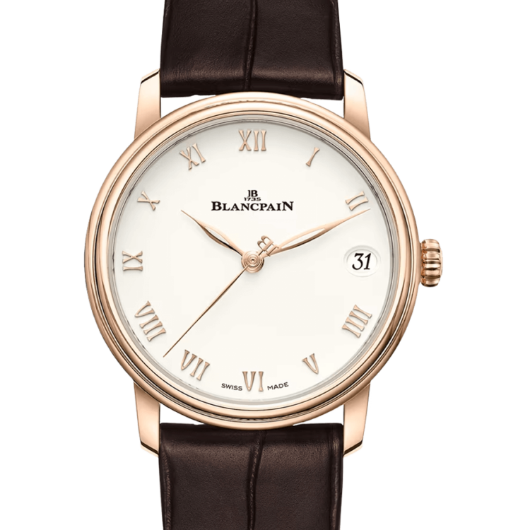 Blancpain Villeret Women Date Red Gold Ultra-Slim Alligator Ladies Watch - 6127 3642 55B