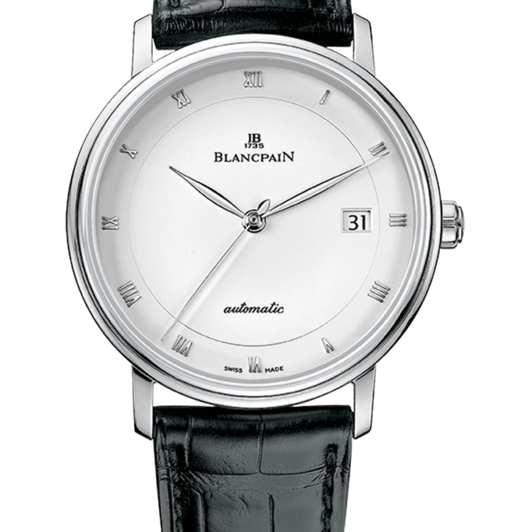 Blancpain Villeret Ultraplate Date Ultra-Slim Steel Black Alligator Men's Watch - 6223 1127 55A