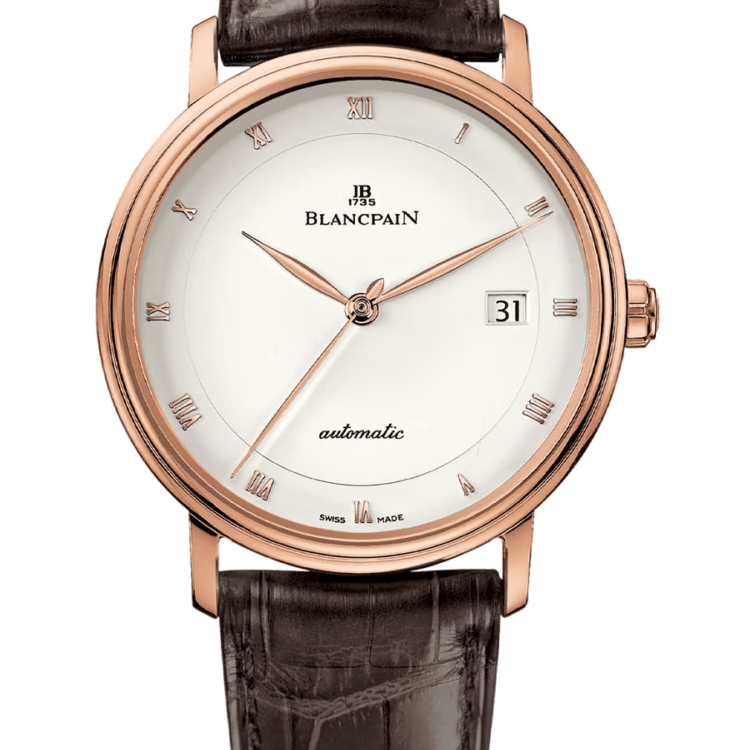 Blancpain Villeret Ultraplate Date Ultra-Slim Red Gold Alligator Men's Watch - 6223 3642 55A