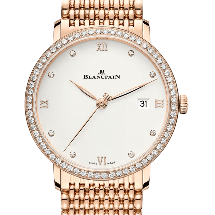 Blancpain Villeret Ultraplate Date Red Gold Diamond Ultra-Slim Men's Watch - 6224 2987 MMB