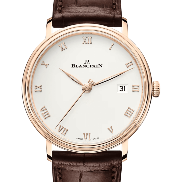 Blancpain Villeret Ultraplate Date Red Gold Ultra-Slim Alligator Men's Watch - 6224 3642 55B