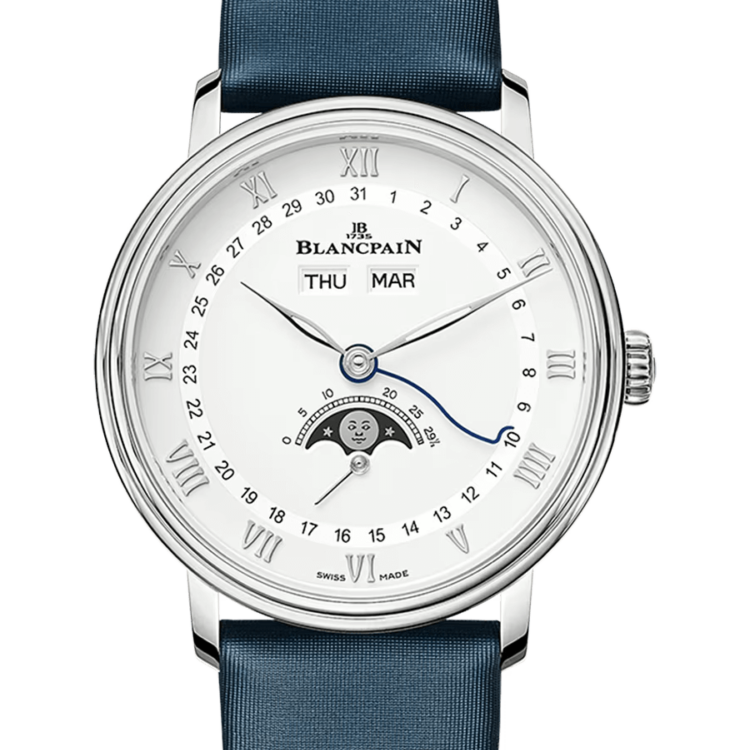 Blancpain Villeret Quantieme Complet Steel Blue Satin Ladies Watch - 6264 1127 95A