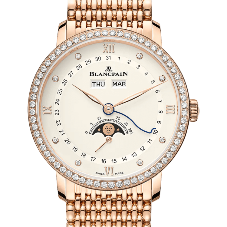 Blancpain Villeret Quantieme Complet Opalin Diamond Red Gold Men's Watch - 6264 2987 MMB