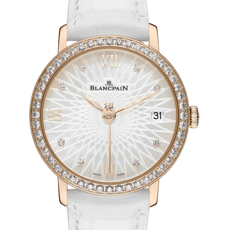 Blancpain Villeret Ultraplate Red Gold Diamond Mother of Pearl Ladies Watch - 6604 2944 55A
