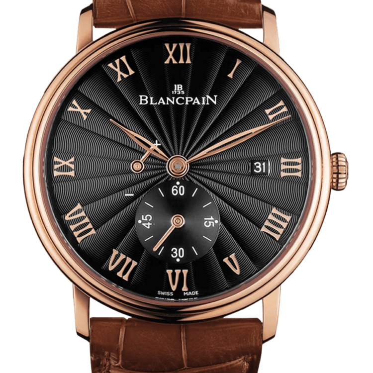 Blancpain Villeret Ultraplate Power Reserve Red Gold Black Dial Alligator Men's Watch - 6606 3630 55B
