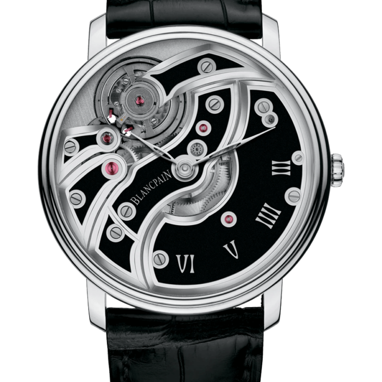 Blancpain Villeret Mouvement Inverse Black Ultra-Slim Men's Watch - 6616 1530 55B
