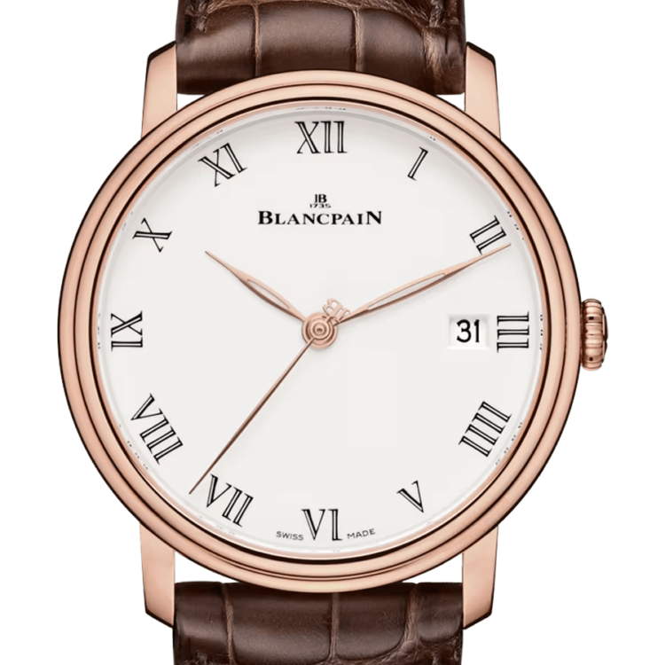 Blancpain Villeret 8 Jours Opaline Red Gold Alligator Men's Watch - 6630 3631 55B
