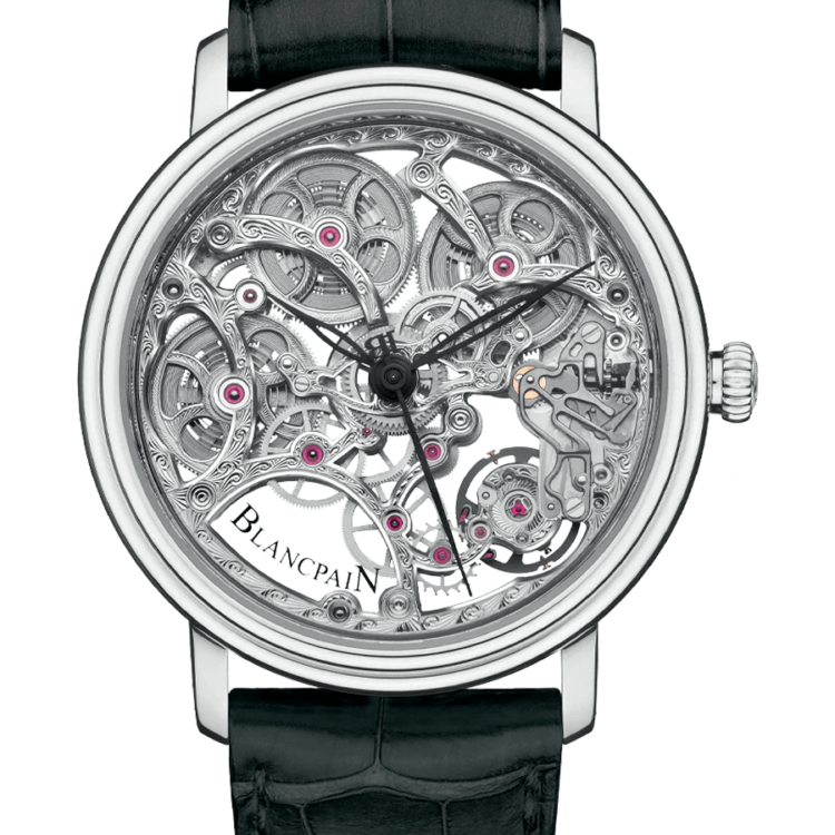 Blancpain Villeret Squelette 8 Jours White Gold Alligator Men's Watch - 6633 1500 55B