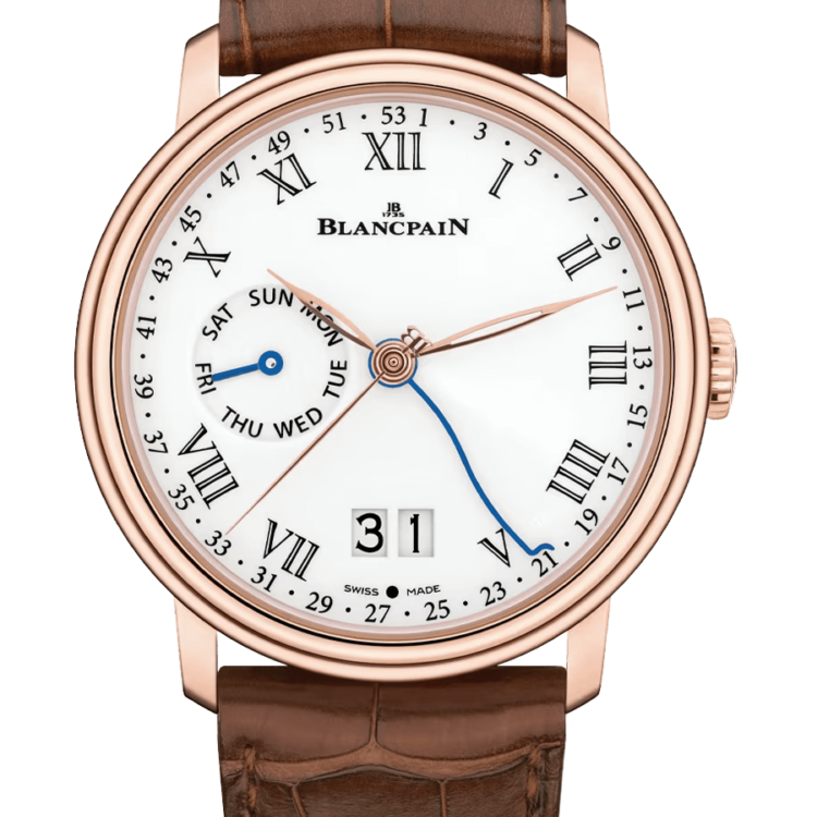 Blancpain Villeret Semainier Grande Date 8 Jours Red Gold Alligator Men's Watch - 6637 3631 55A