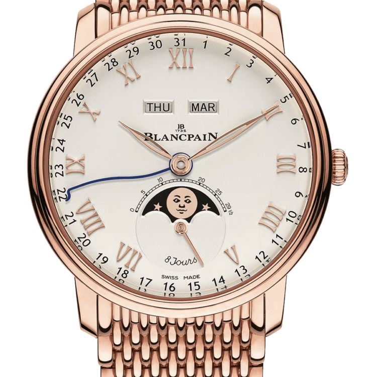 Blancpain Villeret Quantieme Complet 8 Jours Opaline Red Gold Men's Watch - 6639 3642 MMB