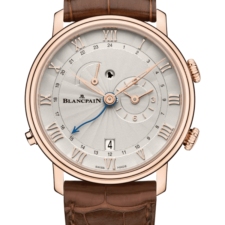 Blancpain Villeret Reveil GMT Red Gold Alligator Men's Watch - 6640 3642 55B
