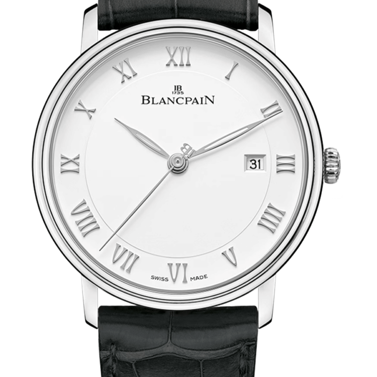 Blancpain Villeret Ultraplate Date 40mm Steel Black Alligator Men's Watch - 6651 1127 55B