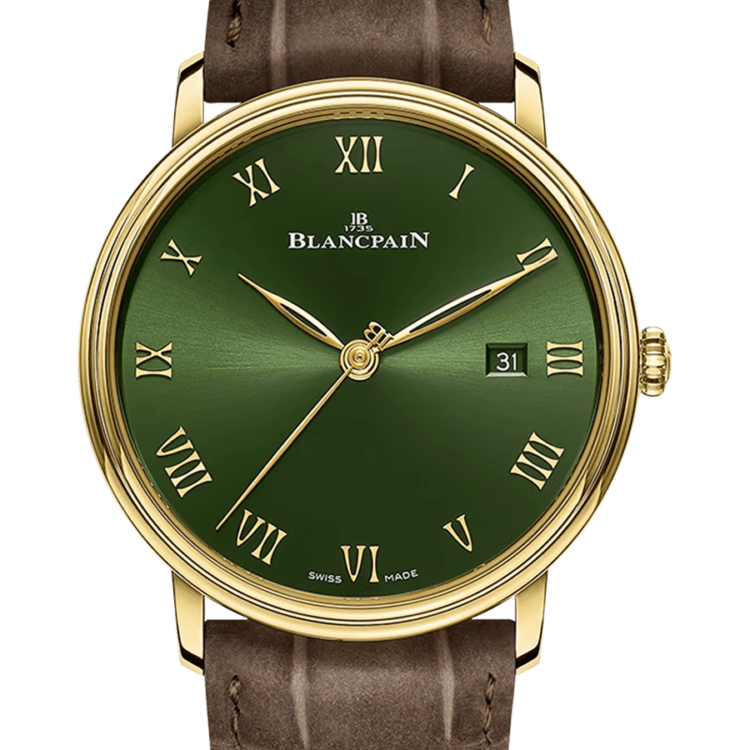 Blancpain Villeret Extraplate 40mm Green Dial Yellow Gold Alligator Men's Watch - 6651 1453 55A