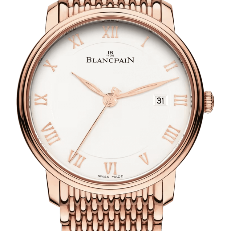 Blancpain Villeret Ultraplate Date 40mm Opaline Red Gold Men's Watch - 6651 3642 MMB