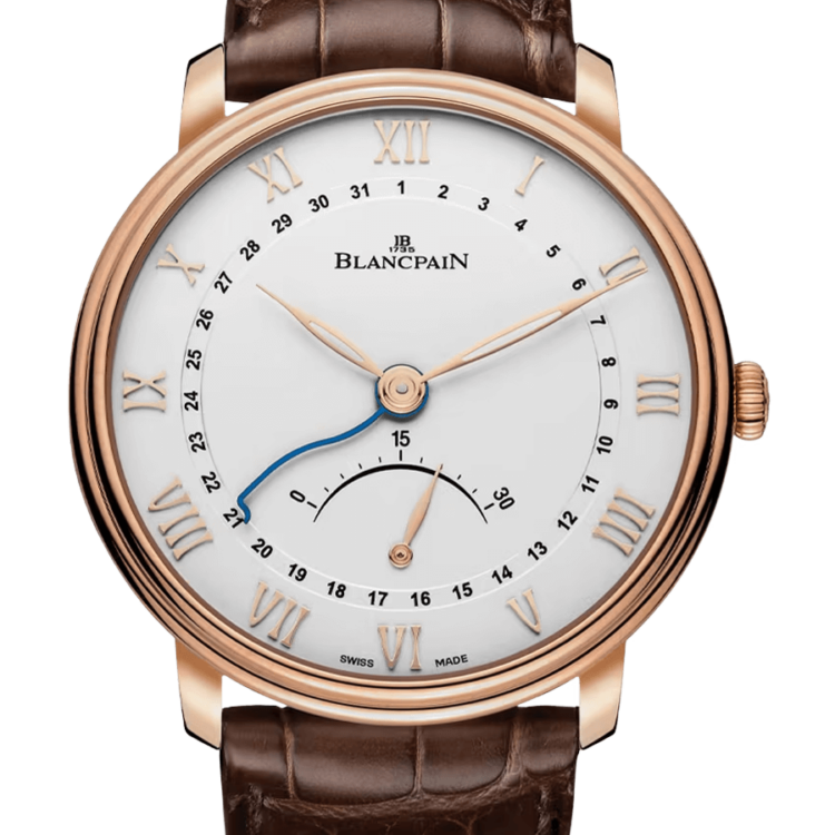 Blancpain Villeret Ultraplate Date Retrograde Red Gold Brown Alligator Men's Watch - 6653Q 3642 55B
